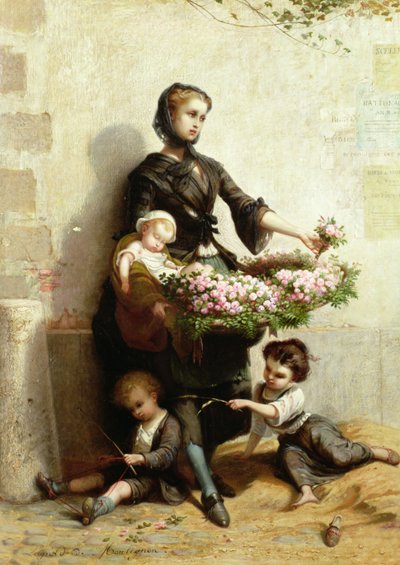 Victorian Flower Seller by Leopold de Moulignon